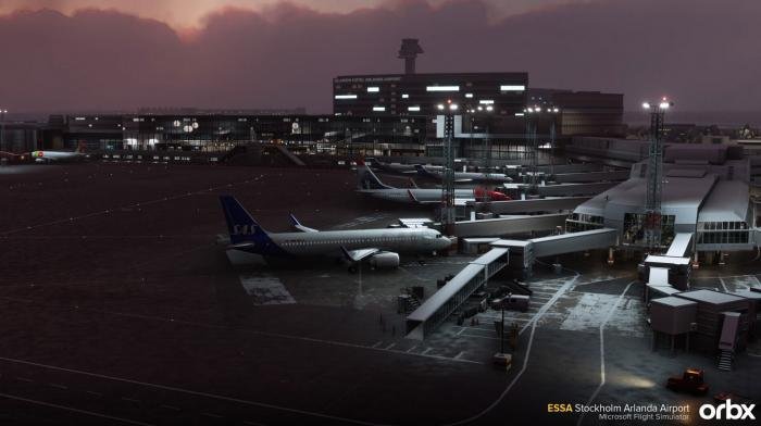 The entire airport is modelled with authentic night lighting.