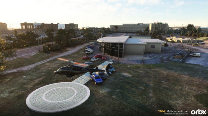 Custom POIs, including the Mercedes-Benz dealership with a helipad, are included.