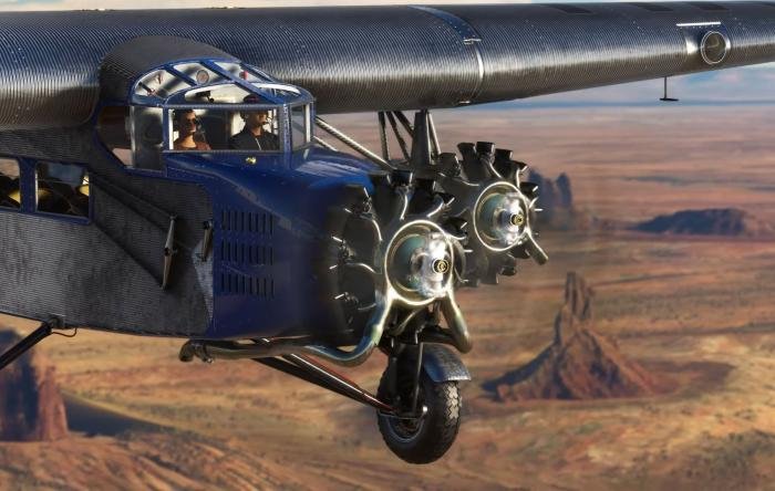 The Trimotor is powered by three 300hp Whirlwind radial engines.