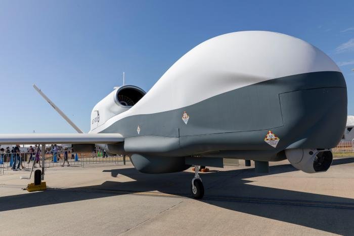 An RAAF MQ-4C Triton HALE UAV was on static display during the Australian International Airshow at Avalon Airport in Victoria from February 28 to March 5, 2023. The RAAF's future MQ-4C fleet will be operated by No 9 Squadron.