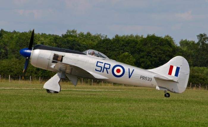 Pete Kynsey stretches G-TEMT's legs for the first time post restoration at Sywell on June 29