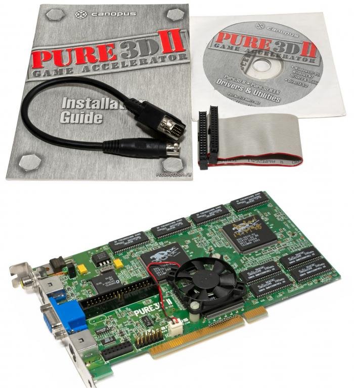 With the release of 3dfx - a dedicated 3D accelerator graphics card, in 1996, the graphical complexity of games leapt forward a generation. Here we see one example Pure 3D II.