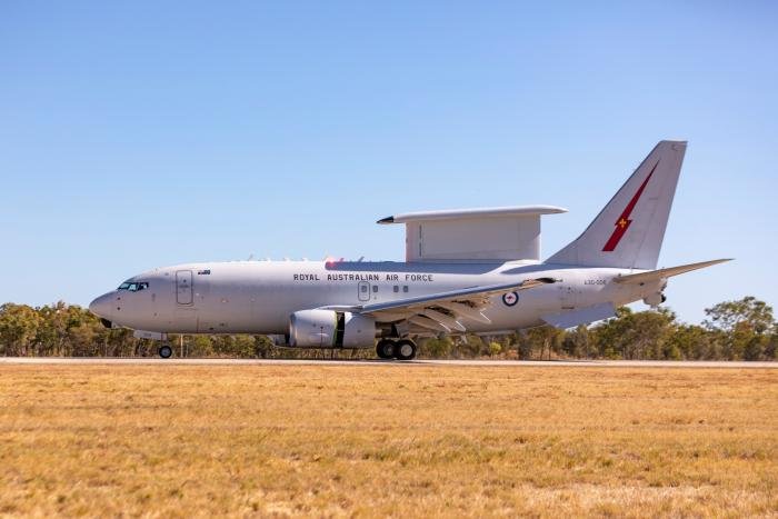 An RAAF-operated E-7A Wedgetail (A30-006) - assigned to No 2 Squadron - rolls out after landing at RAAF Base Tindal in Australia’s Northern Territory during Exercise Talisman Sabre 2023 on July 20.