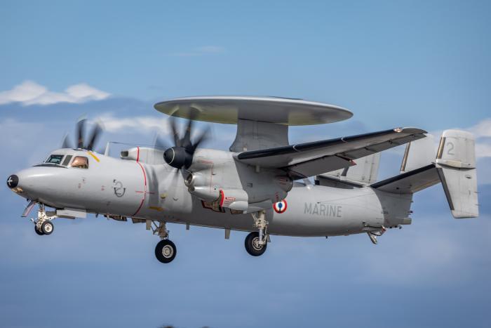 An E-2C Hawkeye 2000 (serial 2, c/n FR-2) from the Marine Nationale’s Flottille 4F comes in to land at RAF Lossiemouth in Moray, Scotland, after completing a mission during Exercise Formidable Shield 2023. France’s three-strong E-2C fleet will be replaced by three E-2D Advanced Hawkeyes.