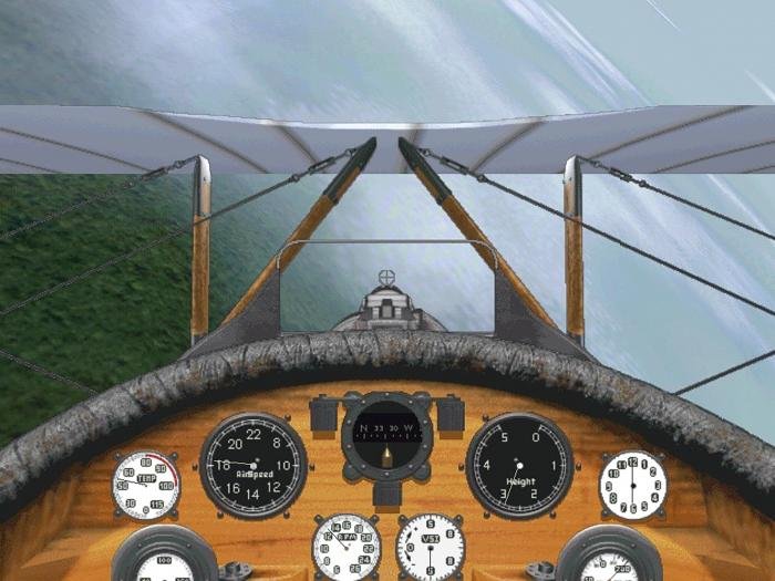 A cockpit view from Red Baron II 3D.