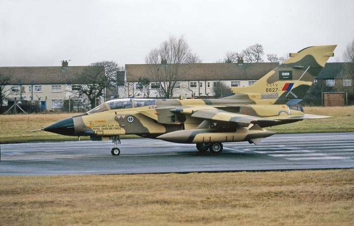 Tornado IDS 6627 on the runway at Warton where the aircraft were built.