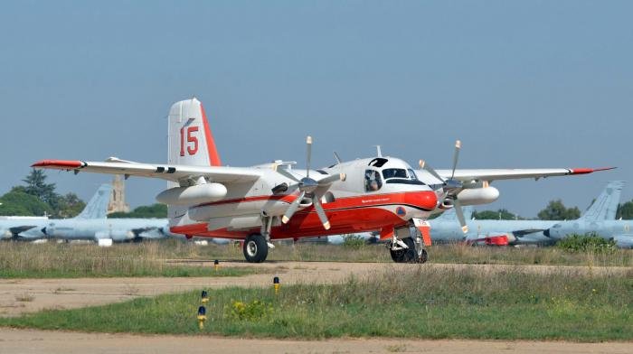Following its maiden flight as an historic aircraft on 10 October, Turbo Firecat T15 rolls out at Nîmes-Alès-Camargue-Cévennes Airport.