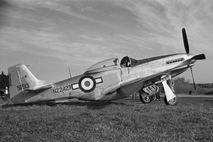 Before the full application of RNZAF markings, the P-51 wore its USAAF serial in full on the tail.