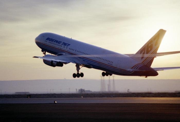The first Boeing 767 taking off for a test sortie during the certification programme. The airframe belonged to the company and was later modified for a US Army programme.