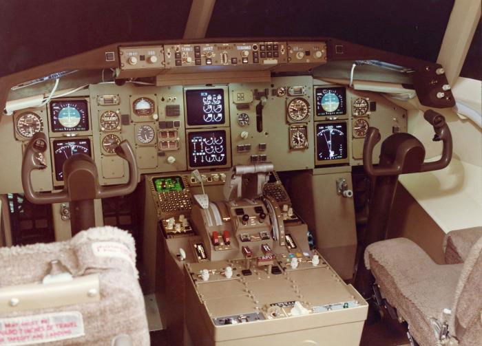 The decision to standardise on a two person cockpit flight crew was made during the flight test campaign. For the airlines it meant a reduction in the size of its flight crews (and thus a financial saving), while a common type rating with the Boeing 757 eased rostering for carriers with both airliners in service.