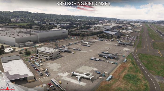 Boeing Field for Microsoft Flight Simulator features an up-to-date ground layout.