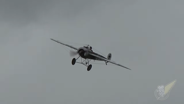 A screen capture of the Eindecker reproduction in flight