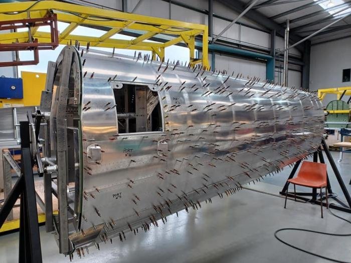 The rear fuselage nearing completion at the end of 2021 – work has now recommenced
