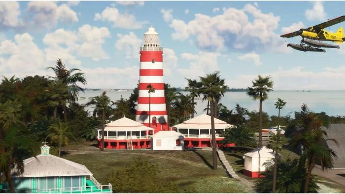 Several points of interest, such as Elbow Reef Lighthouse in the Bahamas are modelled.