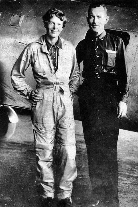 Amelia Earhart and Fred Noonan at Brazil’s Parnamerim airfield on June 6, 1937