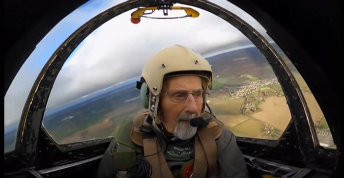 Jack flying in the rear cockpit of MT818