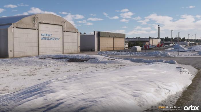 Snow piles are displayed at the airports.