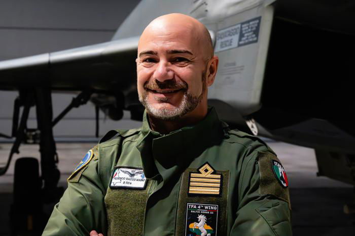 Italian detachment commander Colonel Federico Sacco Maino flew the Lockheed F-104 Starfighter and the General Dynamics F-16 Fighting Falcon before moving to the F-2000A in 2008