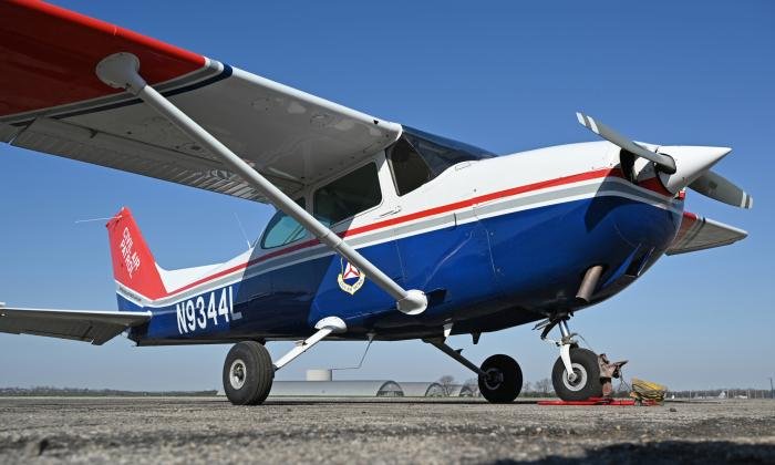 Ex-Civil Air Patrol Cessna 172P N9344L after its arrival at the National Museum of the US Air Force.