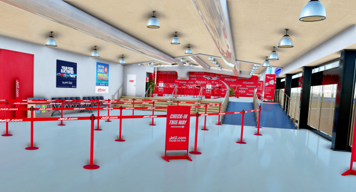 Jet2 Airlines has its own hall in the Leeds Bradford Airport.