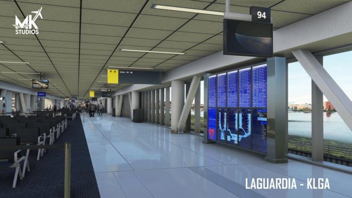 The terminal interior sports 3D passengers.