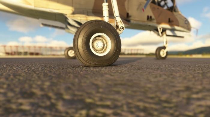 Dynamic tyre deformation is based on pressure and aircraft weight.