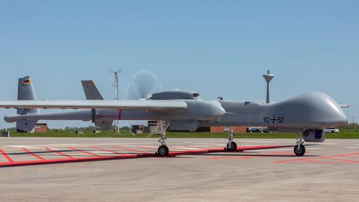 The Luftwaffe’s first leased German Heron TP (92+52) on the ground at Schleswig Air Base in Jagel, northern Germany, on May 15