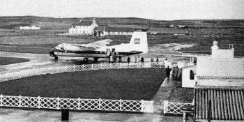 Terminal buildings and apron at Islay.