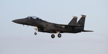 An F-15E of the 336th Fighter Squadron on approach to RAF Lakenheath. All photos Dino Carrara