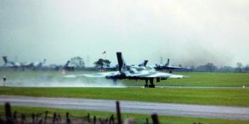Vulcan XM607 starts its take-off run as XM598 taxies out. All photos author