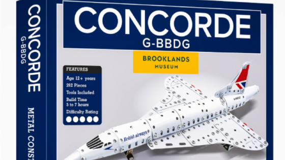 –	A metal construction set from Coach House Partners depicting Concorde G-BBDG 